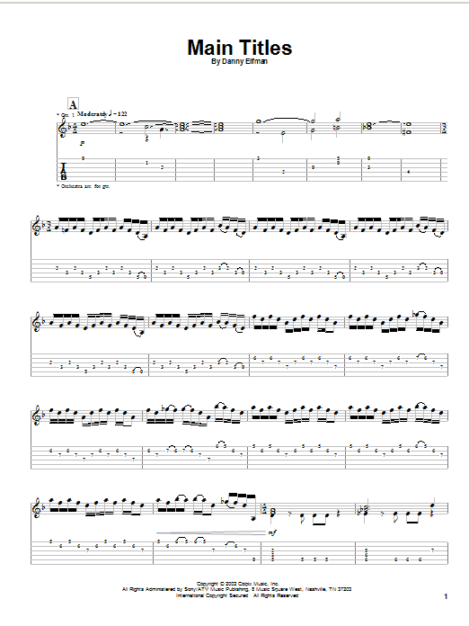Learn to play Danny Elfman Main Titles (from Spiderman) sheet music for Guitar Tab in minutes. Danny Elfman Main Titles (from Spiderman) sheet music notes and chords. Download Printable PDF.
