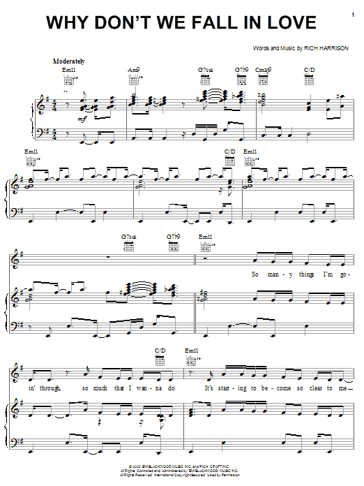 Learn to play Amerie Why Don't We Fall In Love sheet music for Piano, Vocal & Guitar (Right-Hand Melody) in minutes. Amerie Why Don't We Fall In Love sheet music notes and chords. Download Printable PDF.