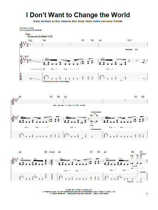 Learn to play Ozzy Osbourne I Don't Want To Change The World sheet music for Guitar Tab in minutes. Ozzy Osbourne I Don't Want To Change The World sheet music notes and chords. Download Printable PDF.