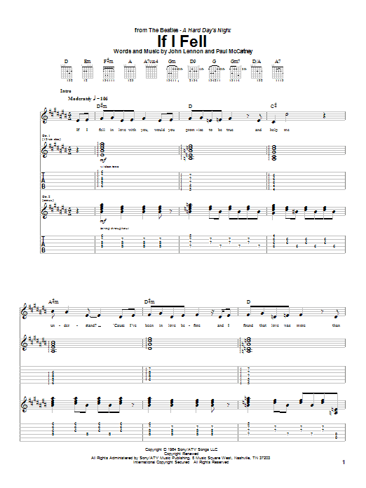 Learn to play The Beatles If I Fell sheet music for Guitar Tab in minutes. The Beatles If I Fell sheet music notes and chords. Download Printable PDF.