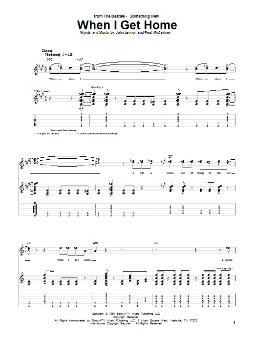 Learn to play The Beatles When I Get Home sheet music for Guitar Tab in minutes. The Beatles When I Get Home sheet music notes and chords. Download Printable PDF.