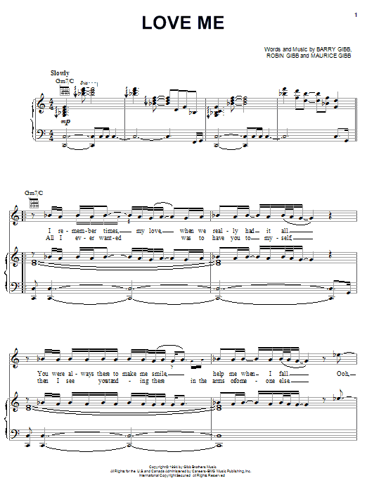 Learn to play Bee Gees Love Me sheet music for Piano, Vocal & Guitar (Right-Hand Melody) in minutes. Bee Gees Love Me sheet music notes and chords. Download Printable PDF.