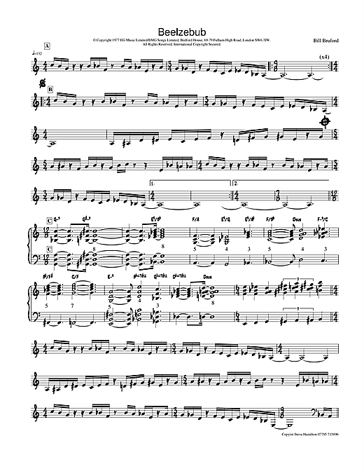 Learn to play Bill Bruford Beelzebub sheet music for Melody Line in minutes. Bill Bruford Beelzebub sheet music notes and chords. Download Printable PDF.