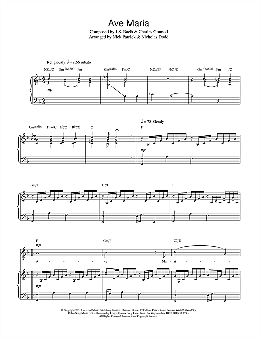 Learn to play Russell Watson Ave Maria sheet music for Piano, Vocal & Guitar in minutes. Russell Watson Ave Maria sheet music notes and chords. Download Printable PDF.