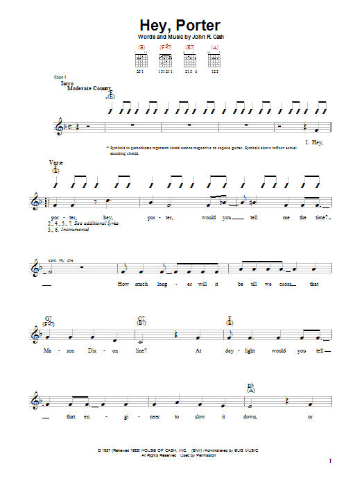 Learn to play Johnny Cash Hey, Porter sheet music for Guitar with strumming patterns in minutes. Johnny Cash Hey, Porter sheet music notes and chords. Download Printable PDF.