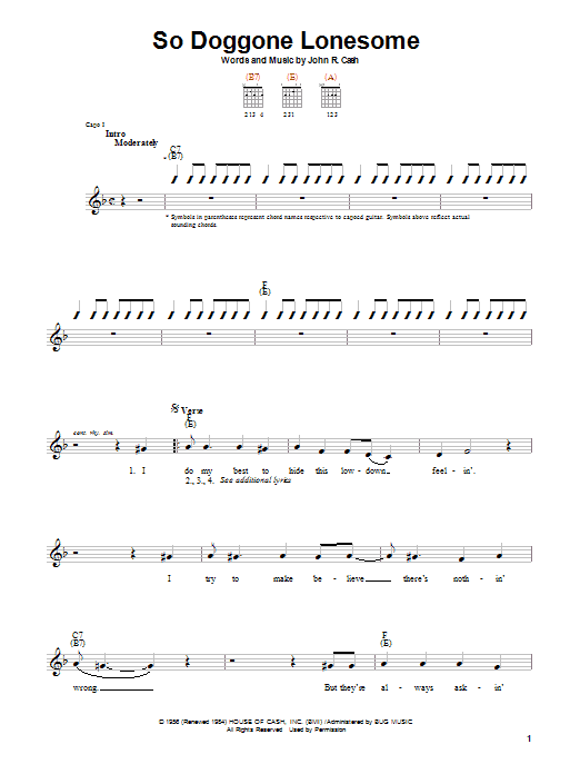 Learn to play Johnny Cash So Doggone Lonesome sheet music for Guitar with strumming patterns in minutes. Johnny Cash So Doggone Lonesome sheet music notes and chords. Download Printable PDF.