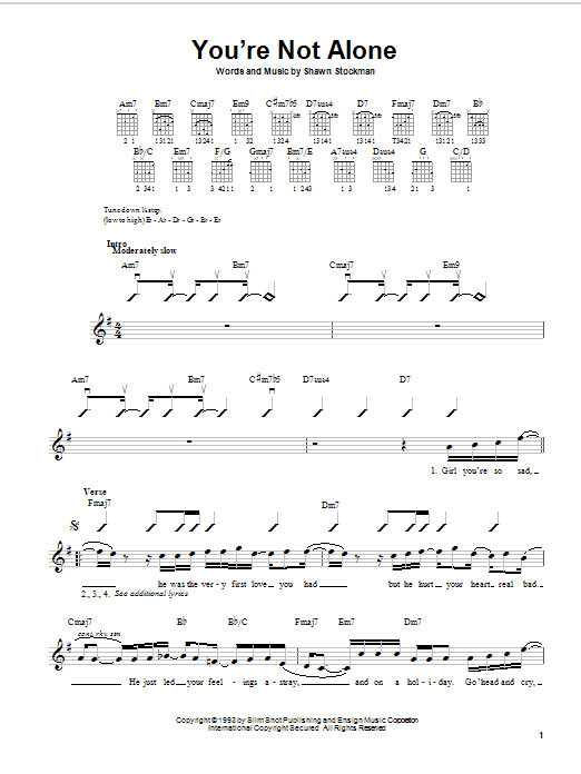 Learn to play Boyz II Men You're Not Alone sheet music for Easy Guitar in minutes. Boyz II Men You're Not Alone sheet music notes and chords. Download Printable PDF.