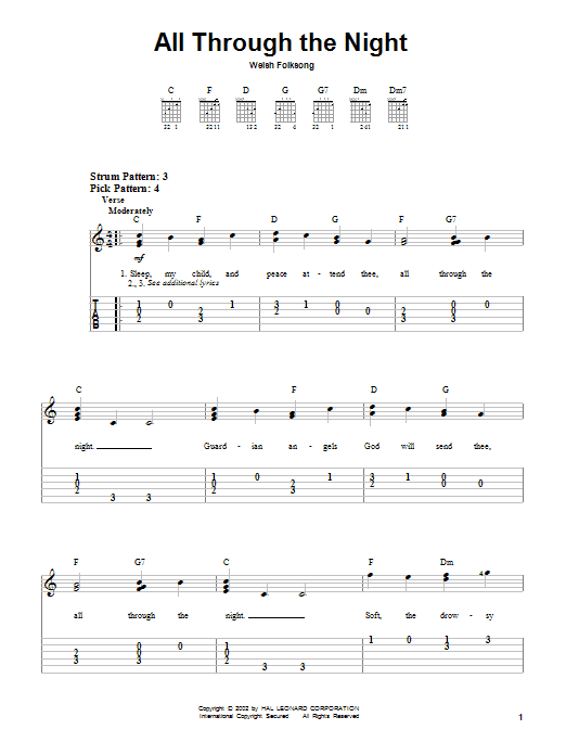 Learn to play Welsh Folksong All Through The Night sheet music for Easy Guitar Tab in minutes. Welsh Folksong All Through The Night sheet music notes and chords. Download Printable PDF.