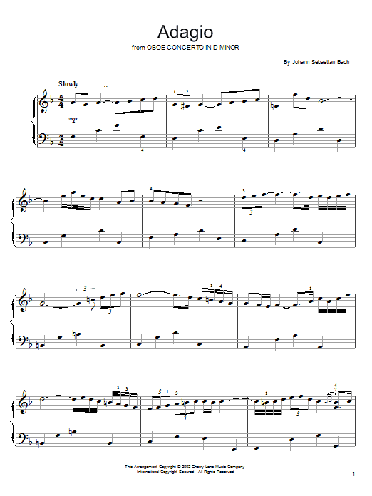 Learn to play J.S. Bach Oboe Concerto In D Minor (Adagio) sheet music for Easy Piano in minutes. J.S. Bach Oboe Concerto In D Minor (Adagio) sheet music notes and chords. Download Printable PDF.