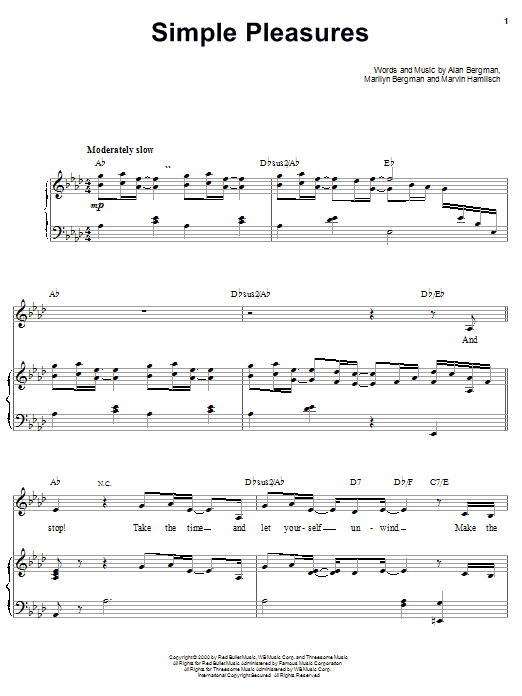 Learn to play Barbra Streisand Simple Pleasures sheet music for Piano, Vocal & Guitar (Right-Hand Melody) in minutes. Barbra Streisand Simple Pleasures sheet music notes and chords. Download Printable PDF.