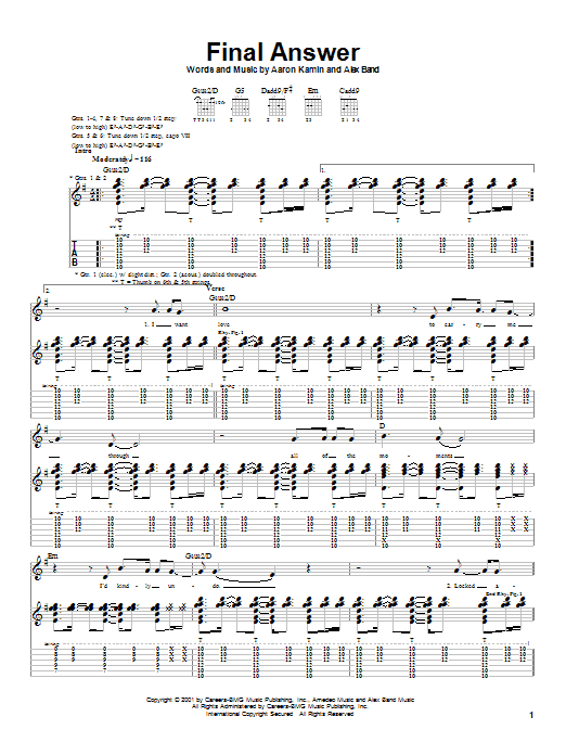 Learn to play The Calling Final Answer sheet music for Guitar Tab in minutes. The Calling Final Answer sheet music notes and chords. Download Printable PDF.