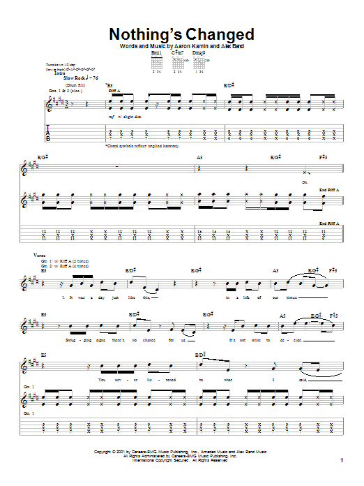 Learn to play The Calling Nothing's Changed sheet music for Guitar Tab in minutes. The Calling Nothing's Changed sheet music notes and chords. Download Printable PDF.