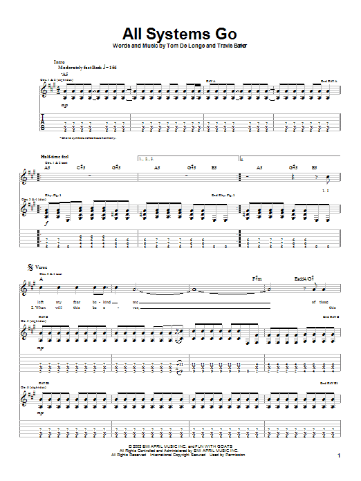 Learn to play Box Car Racer All Systems Go sheet music for Guitar Tab in minutes. Box Car Racer All Systems Go sheet music notes and chords. Download Printable PDF.