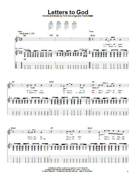 Learn to play Box Car Racer Letters To God sheet music for Guitar Tab in minutes. Box Car Racer Letters To God sheet music notes and chords. Download Printable PDF.