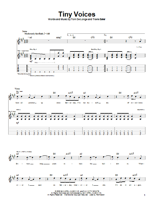 Learn to play Box Car Racer Tiny Voices sheet music for Guitar Tab in minutes. Box Car Racer Tiny Voices sheet music notes and chords. Download Printable PDF.