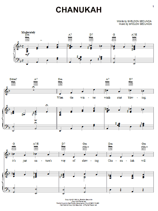Learn to play Sheldon Secunda Chanukah sheet music for Piano, Vocal & Guitar (Right-Hand Melody) in minutes. Sheldon Secunda Chanukah sheet music notes and chords. Download Printable PDF.