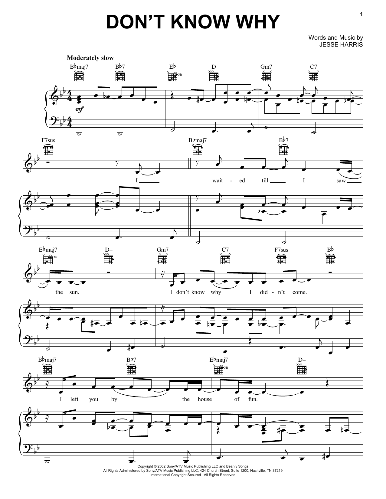 Learn to play Norah Jones Don't Know Why sheet music for Piano, Vocal & Guitar (Right-Hand Melody) in minutes. Norah Jones Don't Know Why sheet music notes and chords. Download Printable PDF.