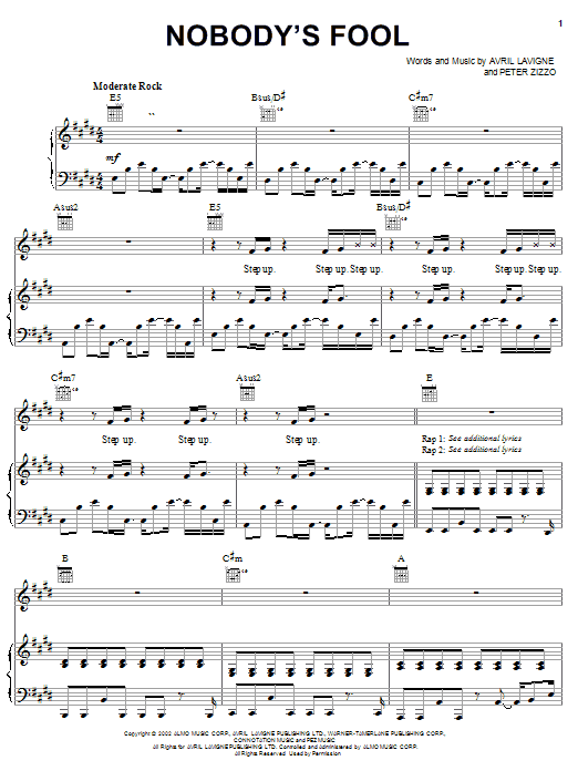 Learn to play Avril Lavigne Nobody's Fool sheet music for Piano, Vocal & Guitar (Right-Hand Melody) in minutes. Avril Lavigne Nobody's Fool sheet music notes and chords. Download Printable PDF.