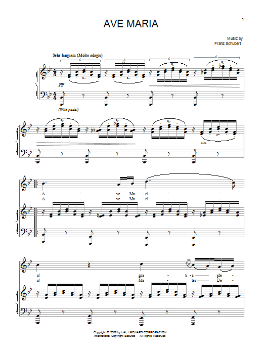 Learn to play Franz Schubert Ave Maria sheet music for Piano & Vocal in minutes. Franz Schubert Ave Maria sheet music notes and chords. Download Printable PDF.