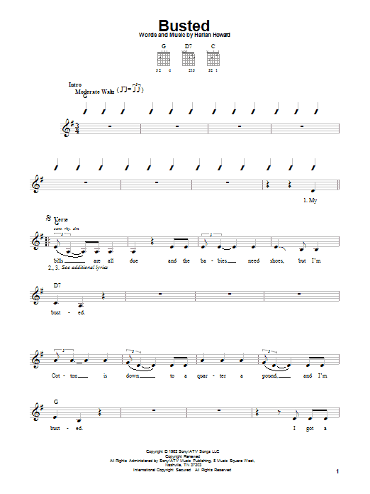 Learn to play Johnny Cash Busted sheet music for Guitar with strumming patterns in minutes. Johnny Cash Busted sheet music notes and chords. Download Printable PDF.
