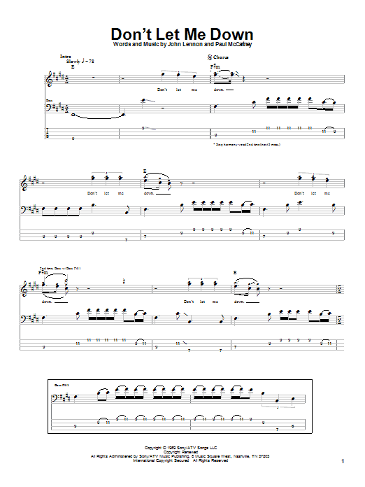 Learn to play The Beatles Don't Let Me Down sheet music for Bass Guitar Tab in minutes. The Beatles Don't Let Me Down sheet music notes and chords. Download Printable PDF.