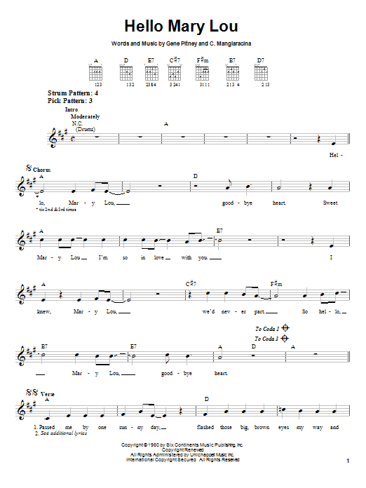 Learn to play Ricky Nelson Hello Mary Lou sheet music for Easy Guitar in minutes. Ricky Nelson Hello Mary Lou sheet music notes and chords. Download Printable PDF.