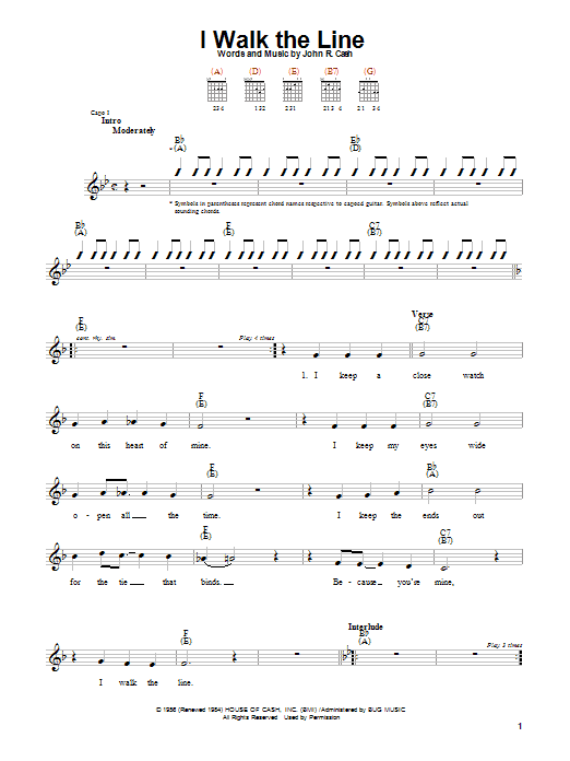 Learn to play Johnny Cash I Walk The Line sheet music for Guitar with strumming patterns in minutes. Johnny Cash I Walk The Line sheet music notes and chords. Download Printable PDF.