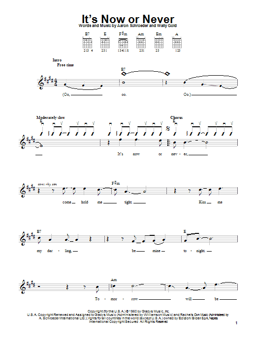 Learn to play Elvis Presley It's Now Or Never sheet music for Easy Guitar in minutes. Elvis Presley It's Now Or Never sheet music notes and chords. Download Printable PDF.