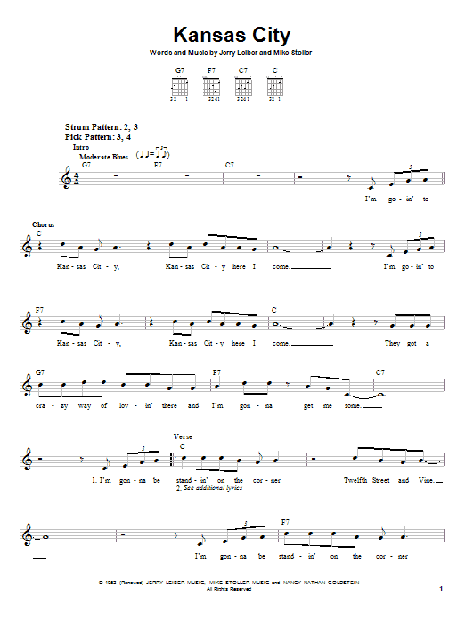 Learn to play Wilbert Harrison Kansas City sheet music for Easy Guitar in minutes. Wilbert Harrison Kansas City sheet music notes and chords. Download Printable PDF.
