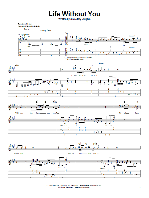 Learn to play Stevie Ray Vaughan Life Without You sheet music for Guitar Tab in minutes. Stevie Ray Vaughan Life Without You sheet music notes and chords. Download Printable PDF.