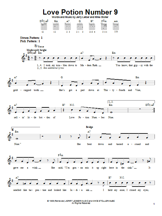 Learn to play The Searchers Love Potion Number 9 sheet music for Easy Guitar in minutes. The Searchers Love Potion Number 9 sheet music notes and chords. Download Printable PDF.
