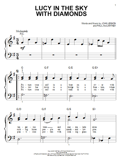 Learn to play The Beatles Lucy In The Sky With Diamonds sheet music for Piano (Big Notes) in minutes. The Beatles Lucy In The Sky With Diamonds sheet music notes and chords. Download Printable PDF.