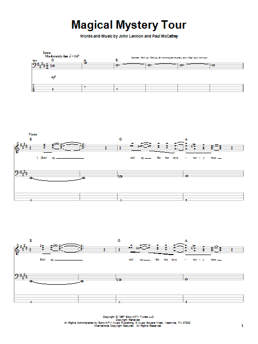 Learn to play The Beatles Magical Mystery Tour sheet music for Bass Guitar Tab in minutes. The Beatles Magical Mystery Tour sheet music notes and chords. Download Printable PDF.