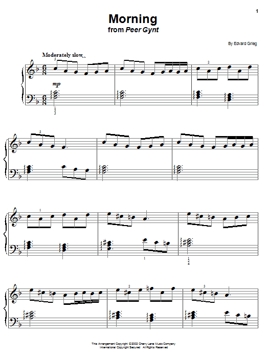 Learn to play Edvard Grieg Morning (from Peer Gynt Suite No.1) sheet music for Easy Piano in minutes. Edvard Grieg Morning (from Peer Gynt Suite No.1) sheet music notes and chords. Download Printable PDF.