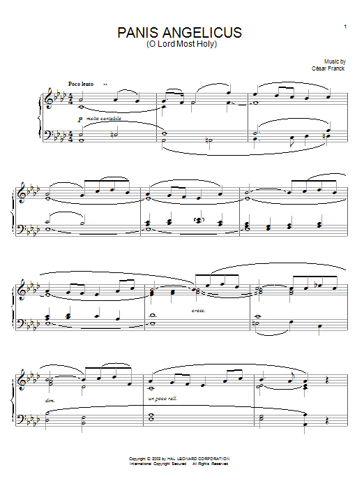 Learn to play César Franck Panis Angelicus (O Lord Most Holy) sheet music for Piano, Vocal & Guitar (Right-Hand Melody) in minutes. César Franck Panis Angelicus (O Lord Most Holy) sheet music notes and chords. Download Printable PDF.