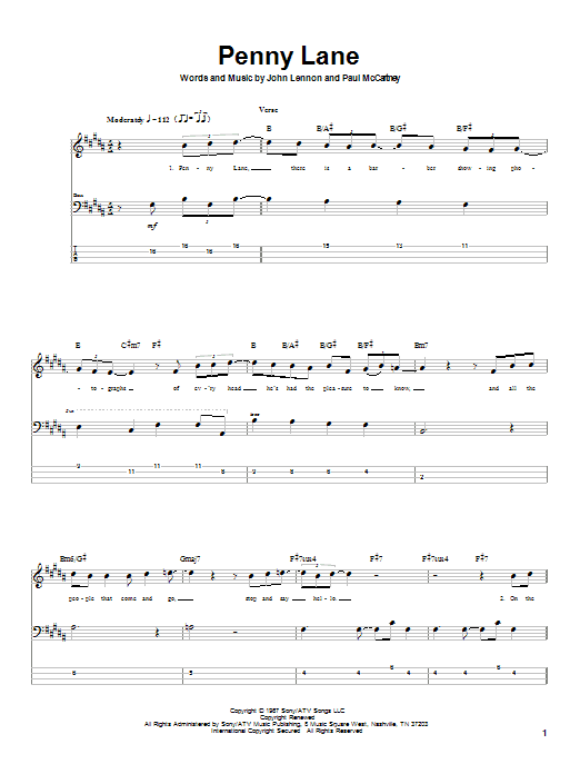 Learn to play The Beatles Penny Lane sheet music for Bass Guitar Tab in minutes. The Beatles Penny Lane sheet music notes and chords. Download Printable PDF.