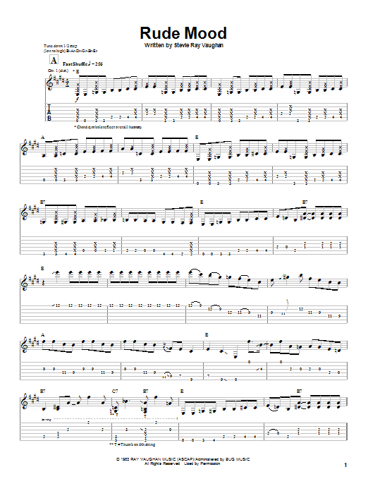 Learn to play Stevie Ray Vaughan Rude Mood sheet music for Guitar Tab in minutes. Stevie Ray Vaughan Rude Mood sheet music notes and chords. Download Printable PDF.