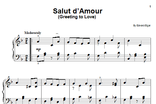 Learn to play Edward Elgar Salut D'amour (Greeting To Love) sheet music for Easy Piano in minutes. Edward Elgar Salut D'amour (Greeting To Love) sheet music notes and chords. Download Printable PDF.