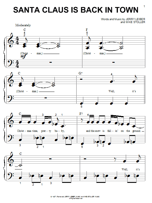 Learn to play Elvis Presley Santa Claus Is Back In Town sheet music for Piano (Big Notes) in minutes. Elvis Presley Santa Claus Is Back In Town sheet music notes and chords. Download Printable PDF.