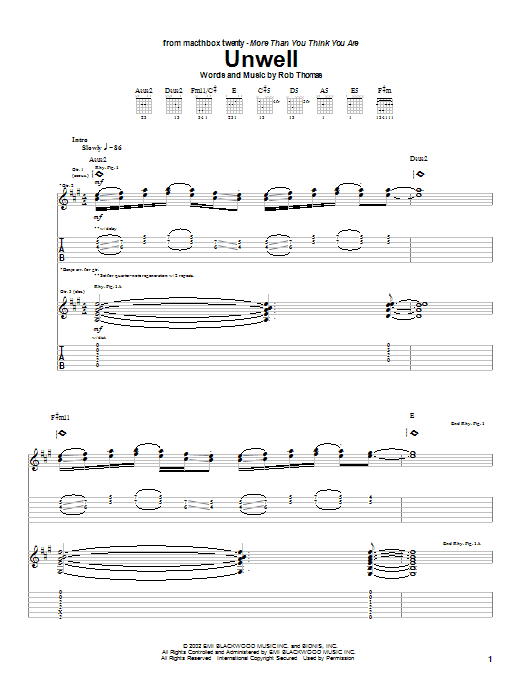 Learn to play Matchbox Twenty Unwell sheet music for Guitar Tab in minutes. Matchbox Twenty Unwell sheet music notes and chords. Download Printable PDF.