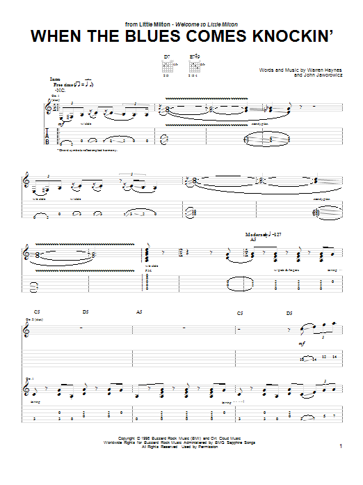 Learn to play Warren Haynes When The Blues Comes Knockin' sheet music for Guitar Tab in minutes. Warren Haynes When The Blues Comes Knockin' sheet music notes and chords. Download Printable PDF.