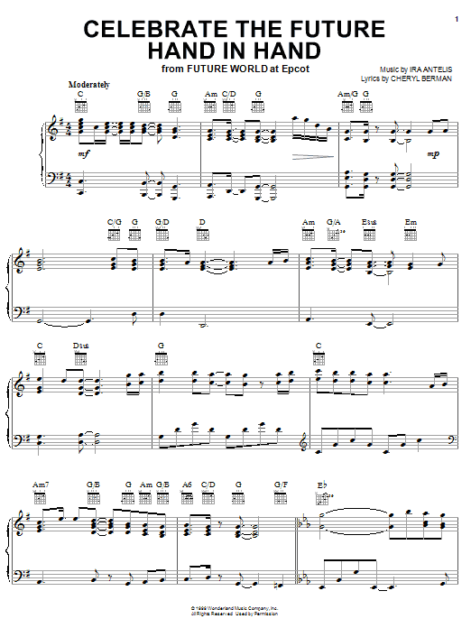 Learn to play Ira Antelis Celebrate The Future Hand In Hand (from Future World at Epcot) sheet music for Piano, Vocal & Guitar (Right-Hand Melody) in minutes. Ira Antelis Celebrate The Future Hand In Hand (from Future World at Epcot) sheet music notes and chords. Download Printable PDF.