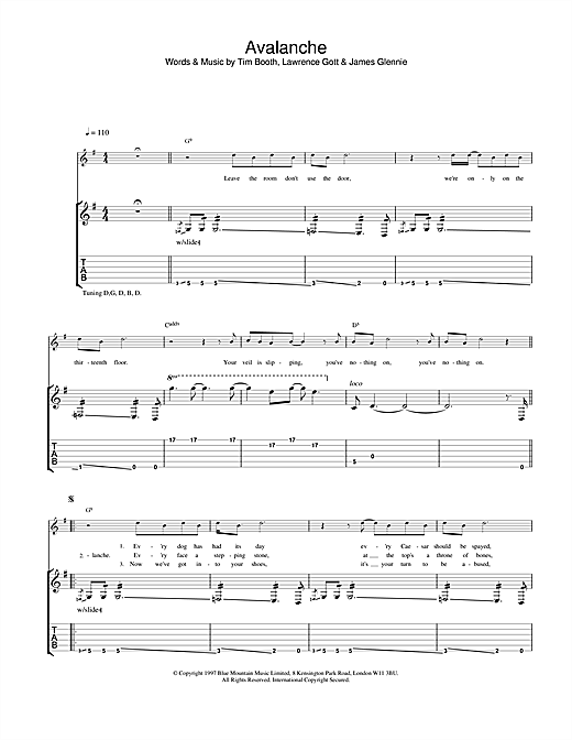 Learn to play James Avalanche sheet music for Guitar Tab in minutes. James Avalanche sheet music notes and chords. Download Printable PDF.