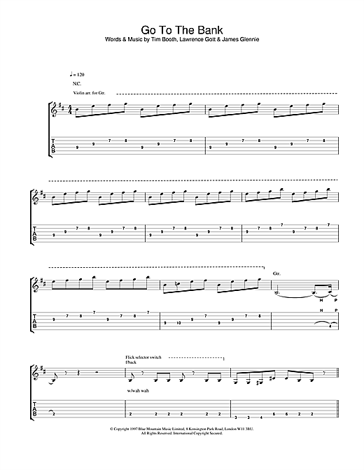 Learn to play James Go To The Bank sheet music for Guitar Tab in minutes. James Go To The Bank sheet music notes and chords. Download Printable PDF.