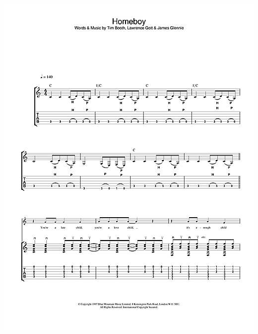 Learn to play James Homeboy sheet music for Guitar Tab in minutes. James Homeboy sheet music notes and chords. Download Printable PDF.
