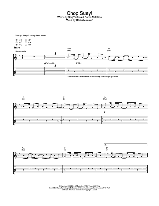 Learn to play System Of A Down Chop Suey! sheet music for Guitar Tab in minutes. System Of A Down Chop Suey! sheet music notes and chords. Download Printable PDF.
