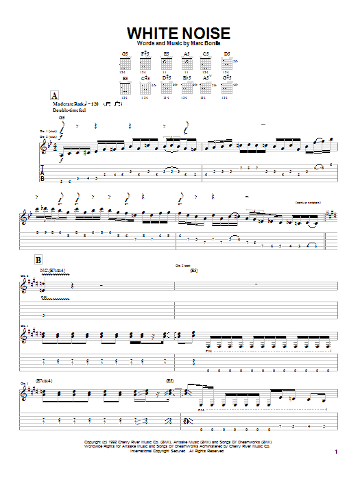 Learn to play Marc Bonilla White Noise sheet music for Guitar Tab in minutes. Marc Bonilla White Noise sheet music notes and chords. Download Printable PDF.