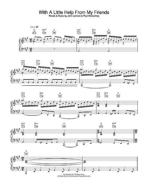 Learn to play Joe Cocker With A Little Help From My Friends sheet music for Piano, Vocal & Guitar in minutes. Joe Cocker With A Little Help From My Friends sheet music notes and chords. Download Printable PDF.