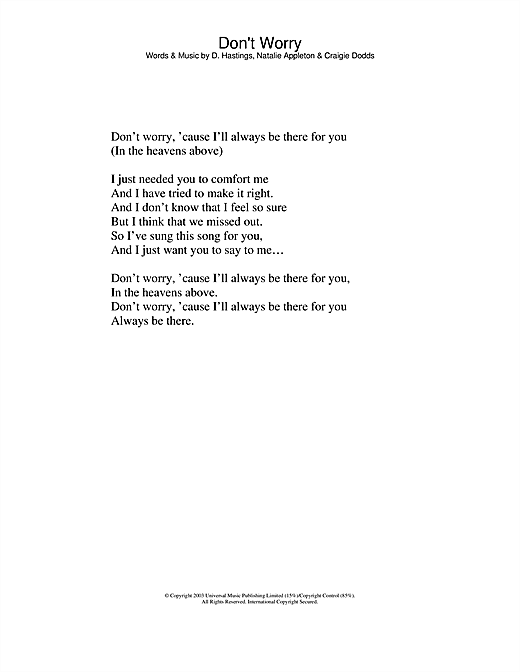 Learn to play Appleton Don't Worry sheet music for Lyrics Only in minutes. Appleton Don't Worry sheet music notes and chords. Download Printable PDF.