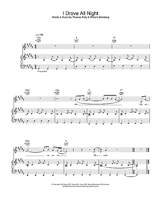 Learn to play Celine Dion I Drove All Night sheet music for Piano, Vocal & Guitar in minutes. Celine Dion I Drove All Night sheet music notes and chords. Download Printable PDF.